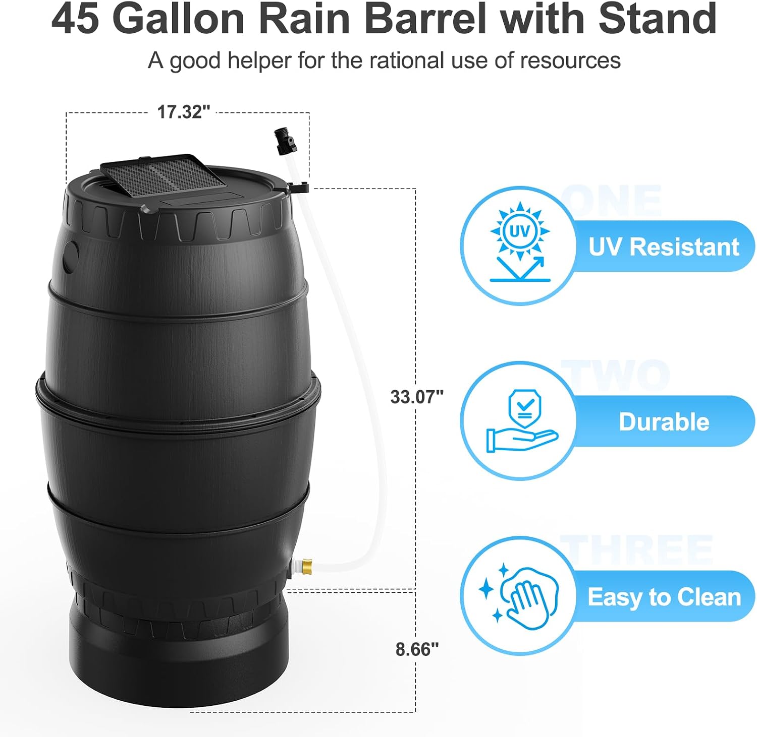 45 Gallon Rain Barrel Storage  - огляд і ціна Screen Top Mesh