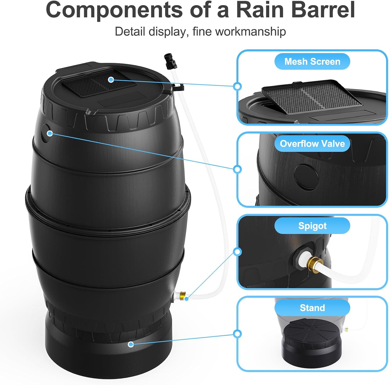 45 Gallon Rain Barrel Storage  - огляд і ціна Screen Top Mesh